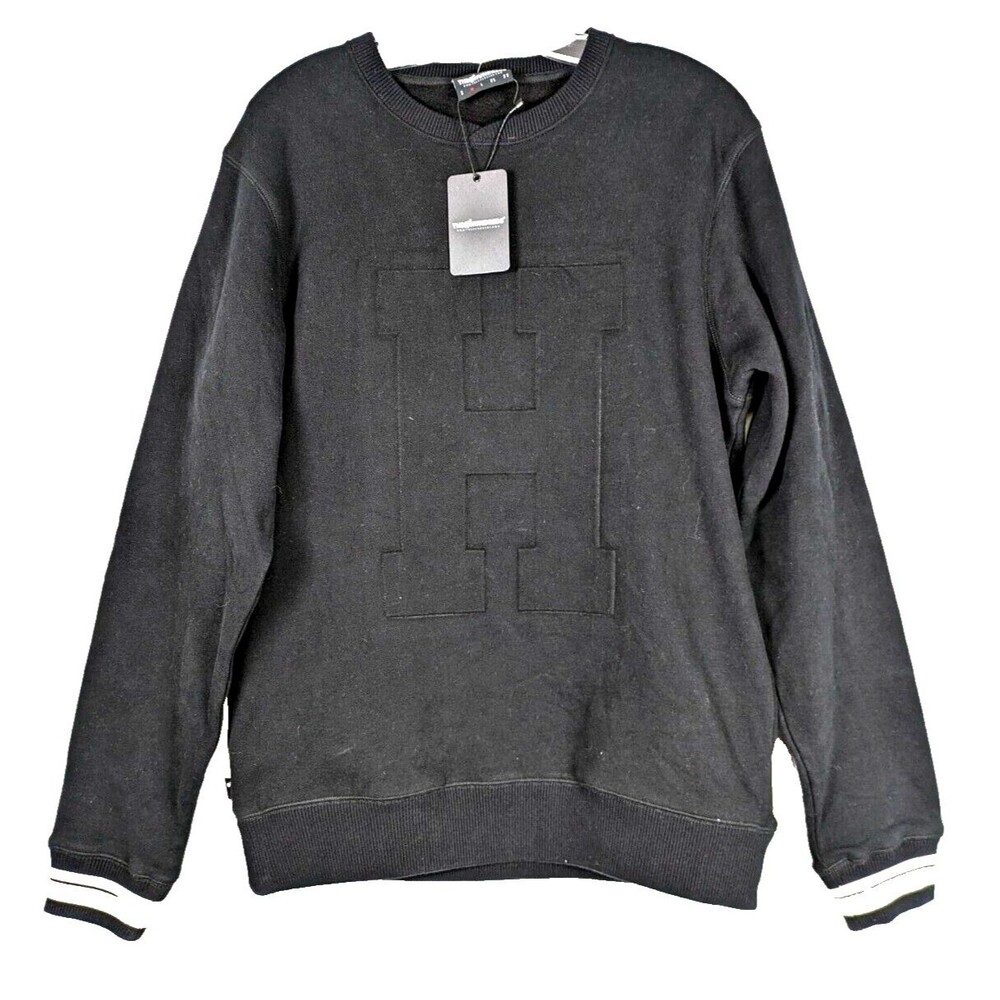 The Hundreds Mens Crewneck Sweatshirt Varsity H Puff Letter Black Medium NEW